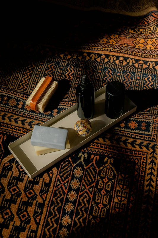 natural soap on rug